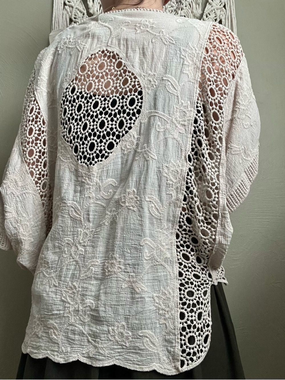 Crochet Embroidered Shawl - Picture 2 of 7